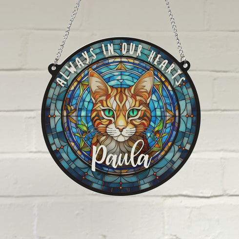 Cat Bengal Memorial Stained Glass Effect Suncatcher